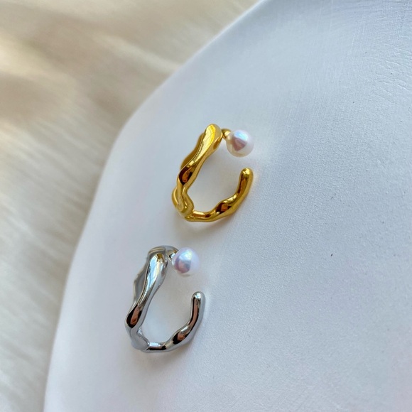 Tide Fresh Water Pearl Ring With Vintage Style Band Open Band Free Size - Picture 7 of 12